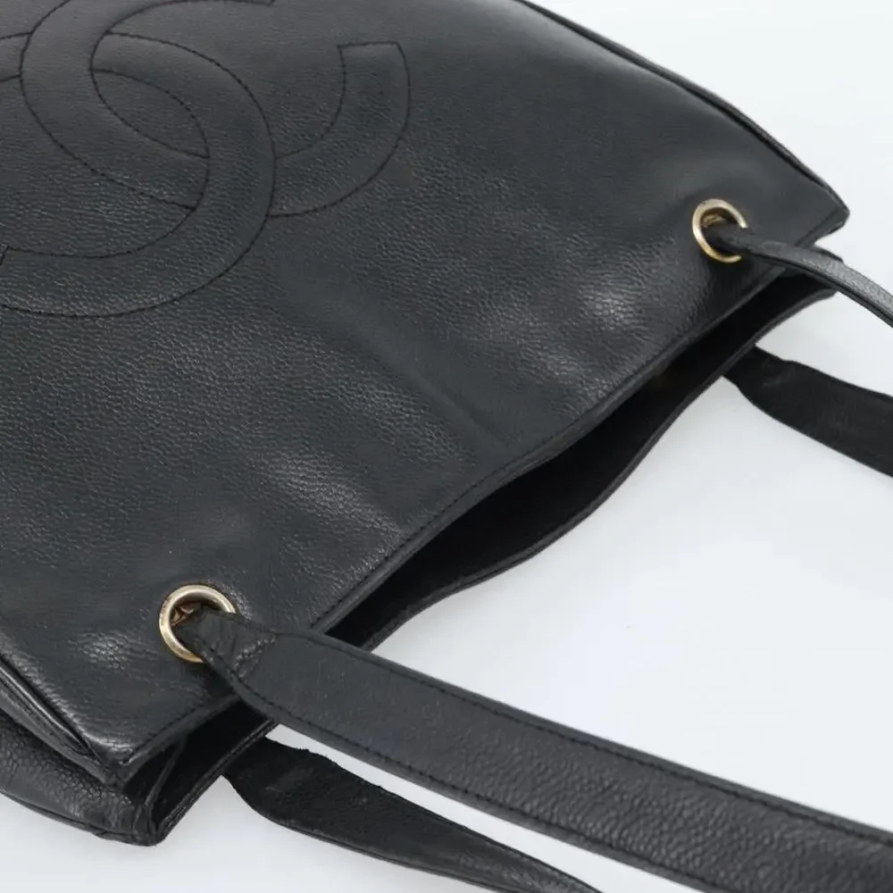 Chanel Caviar CC Logo Tote Black